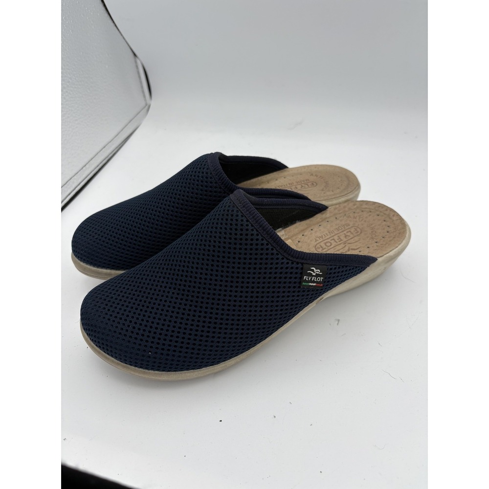 Fly Flot Shoes Womens Size 7.5 Blue Mesh Slip On‎ Mule Slippers Comfort Italy
